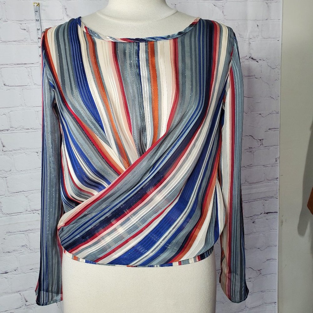 Unique21 Multi Striped Long Sleeve Blouse